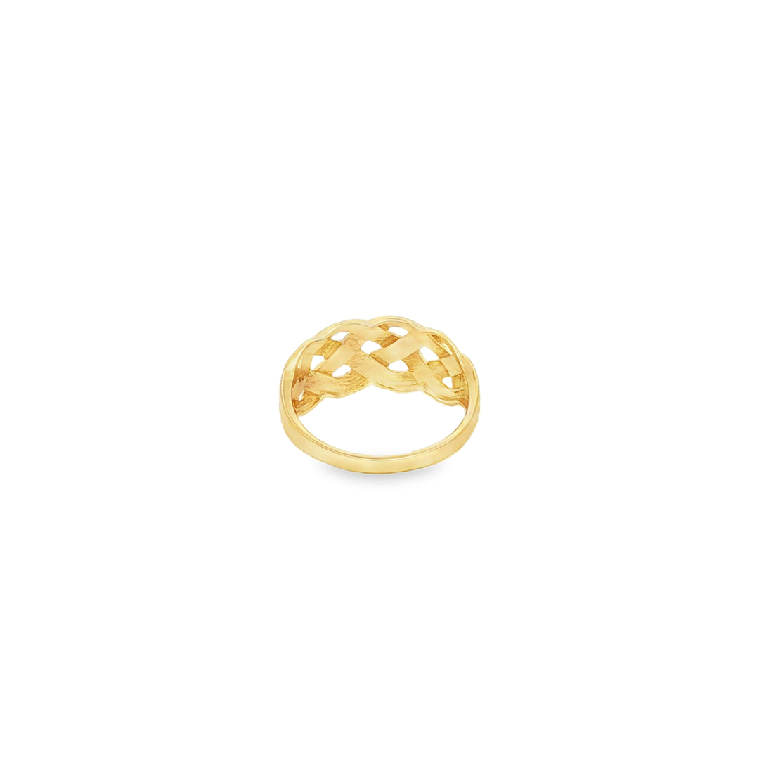 Textured Woven Design Yellow Gold Band Ring