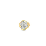 Load image into Gallery viewer, Yellow Gold Signet Ring with Two-Tone Floral Motif