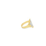 Load image into Gallery viewer, Yellow Gold Signet Ring with Two-Tone Floral Motif