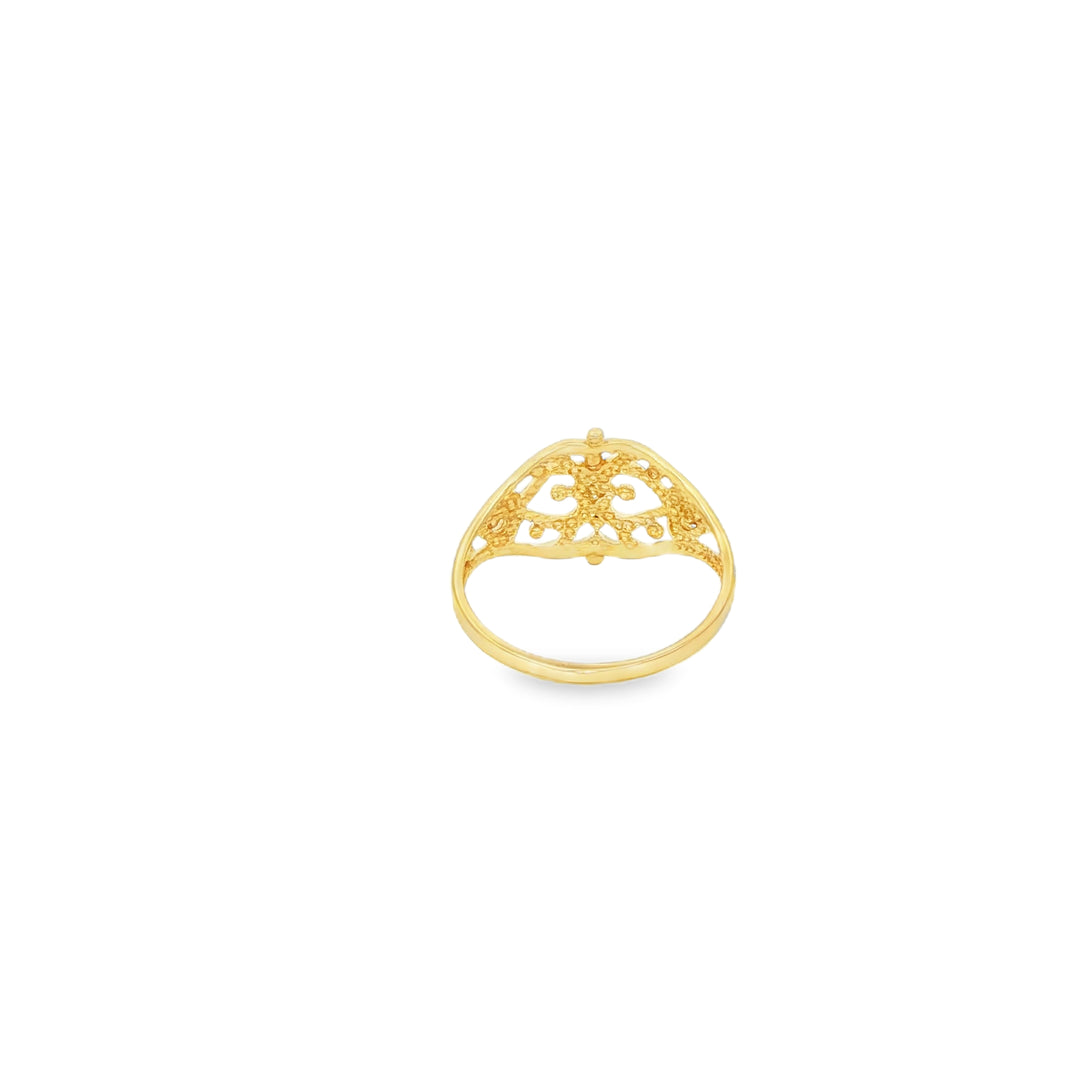Filigree Design Yellow Gold Statement Ring