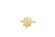 Floral Yellow Gold Ring with Round Diamond Cut Centerpiece