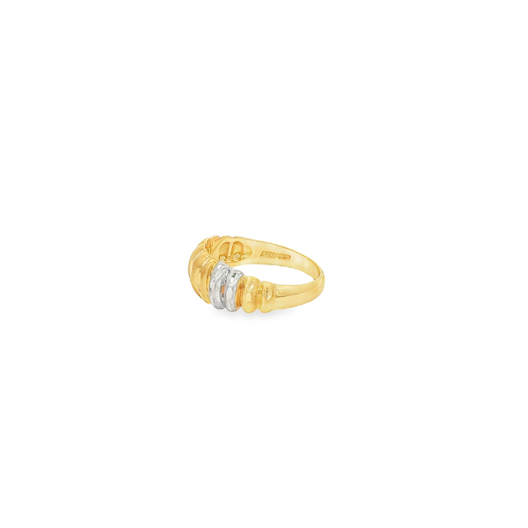 Tri-Color Yellow Gold Band Ring