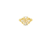 Tri-Tone Gold Floral Cocktail Ring with Intricate Filigree