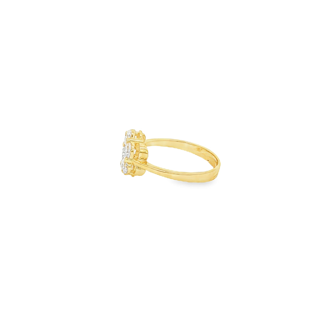Yellow Gold Ring with Round Cut CZ Cluster
