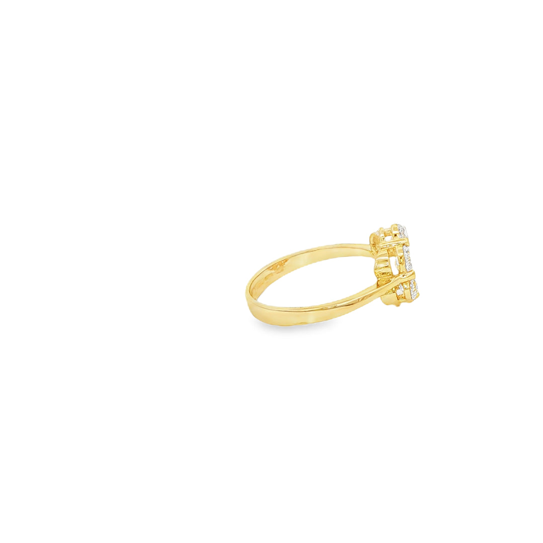 Yellow Gold Ring with Round Cut CZ Cluster