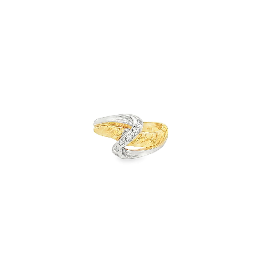 Two Tone Gold Multistone Ring with Round Cut CZ