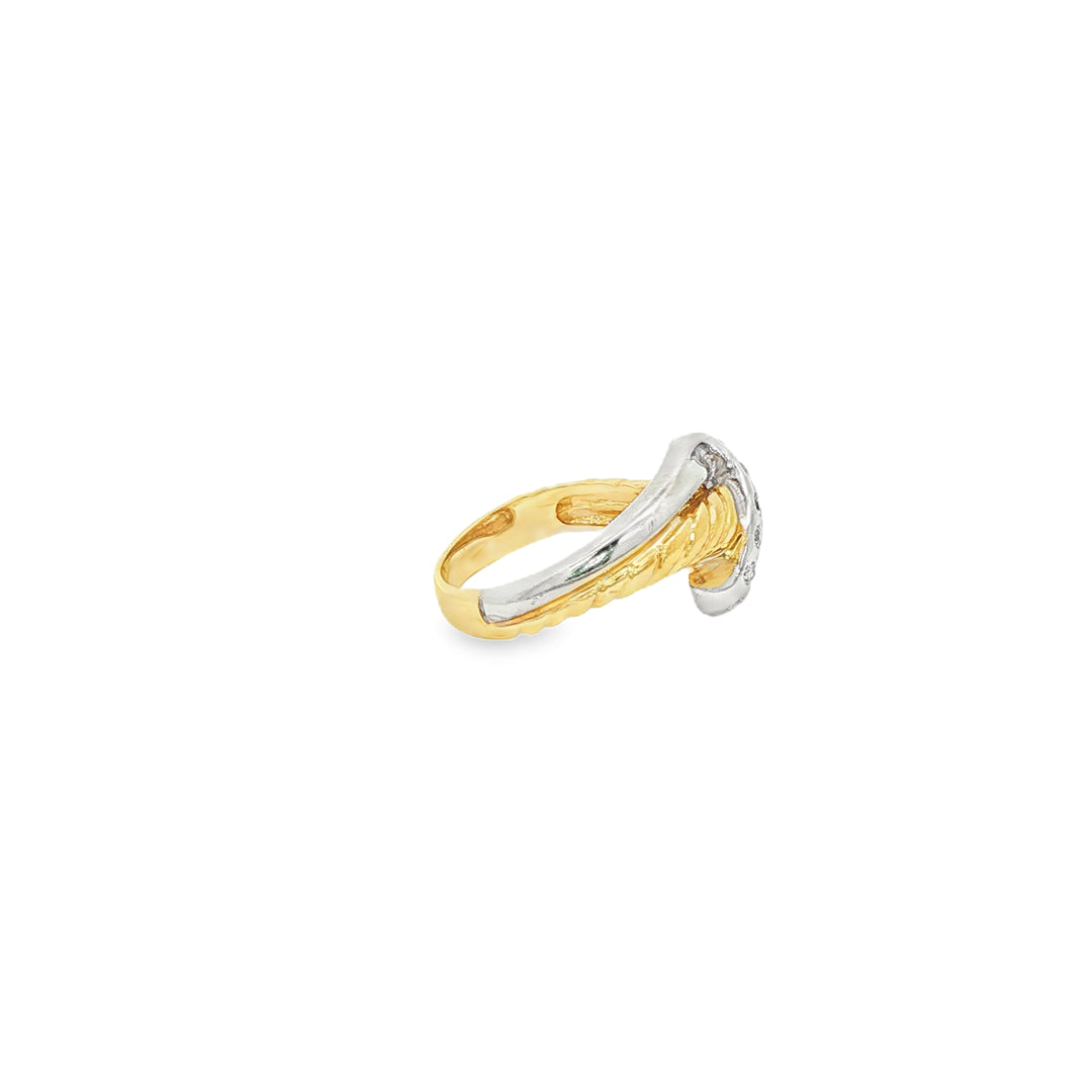Two Tone Gold Multistone Ring with Round Cut CZ