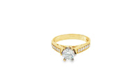 Yellow Gold Engagement Ring with Round Brilliant CZ