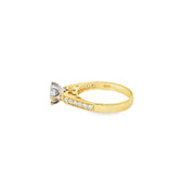 Yellow Gold Engagement Ring with Round Brilliant CZ