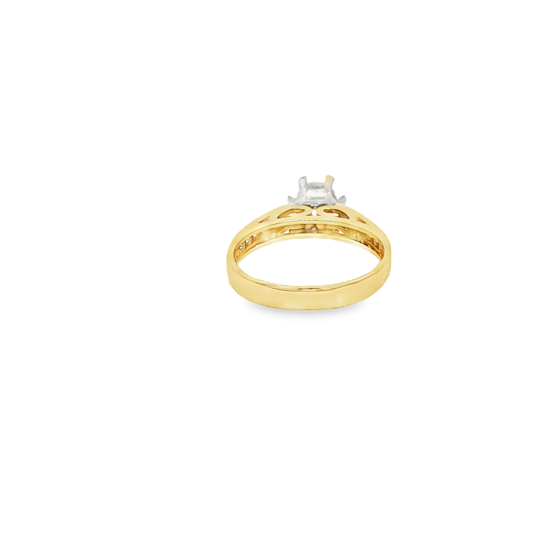 Yellow Gold Engagement Ring with Round Brilliant CZ