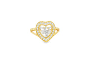 Two Tone Gold Heart-Shaped CZ Ring