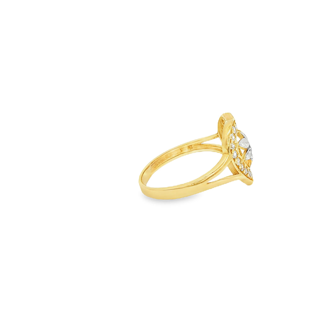 Two Tone Gold Heart-Shaped CZ Ring