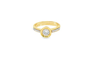 Yellow Gold Solitaire Ring with Round Cut CZ