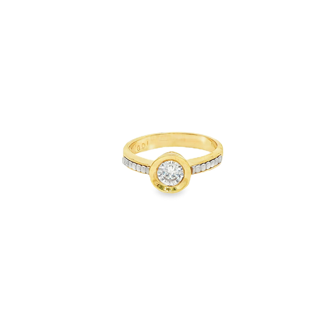 Yellow Gold Solitaire Ring with Round Cut CZ