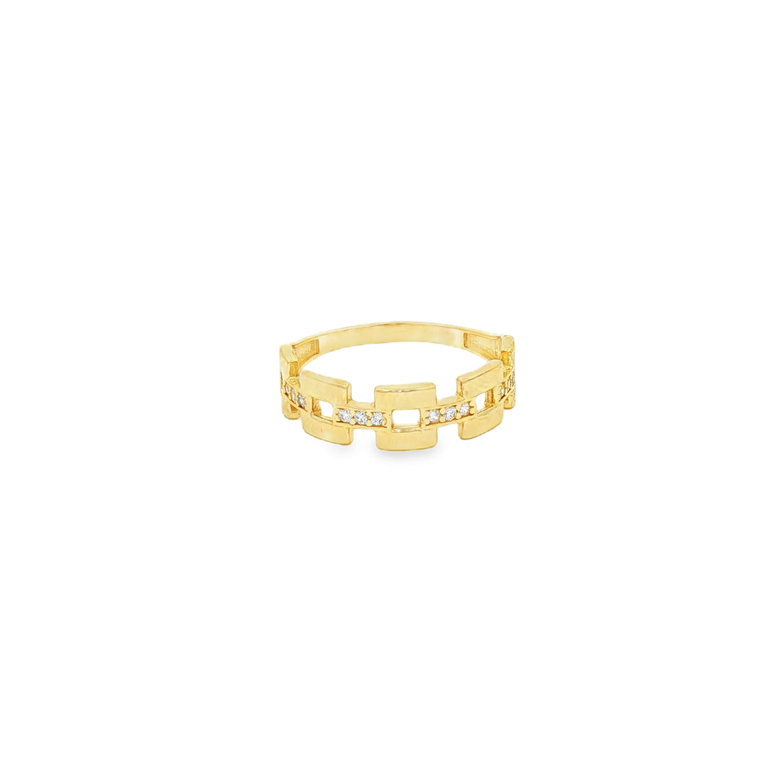 Yellow Gold Multistone Ring with Round Brilliant CZ