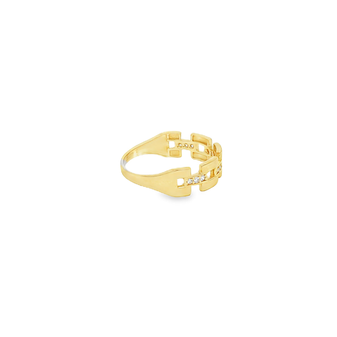 Yellow Gold Multistone Ring with Round Brilliant CZ