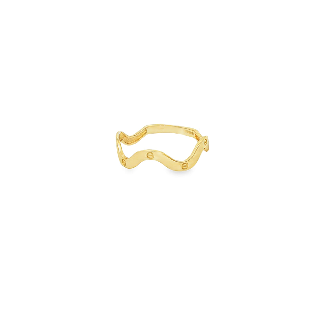 14ct Modern Wavy Yellow Gold Band Ring