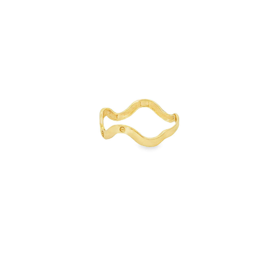 14ct Modern Wavy Yellow Gold Band Ring