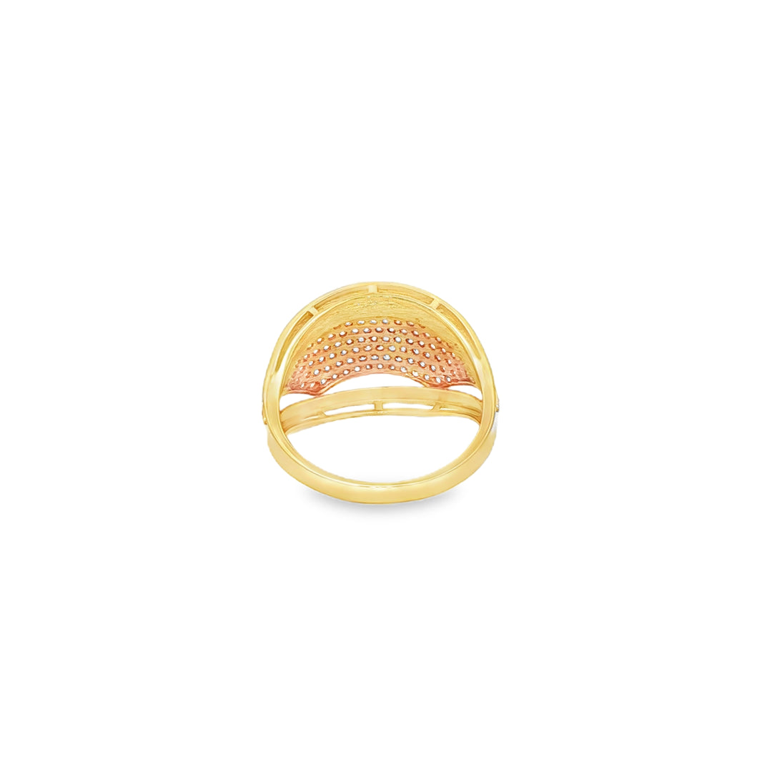 Tri-Tone Gold Multistone Ring with Round Brilliant Cut CZ