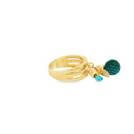 Load image into Gallery viewer, 14K Yellow Gold Multi-Row Cocktail Ring with Gemstone Charms