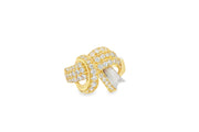 Yellow Gold Ring with Round Cut CZ Accents