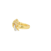 Yellow Gold Ring with Round Cut CZ Accents