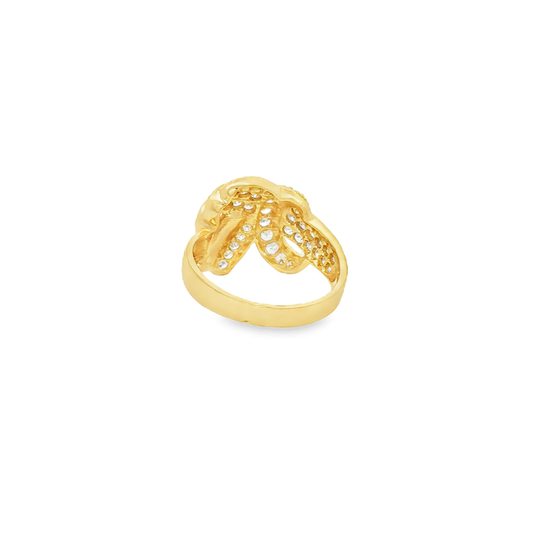 Yellow Gold Ring with Round Cut CZ Accents