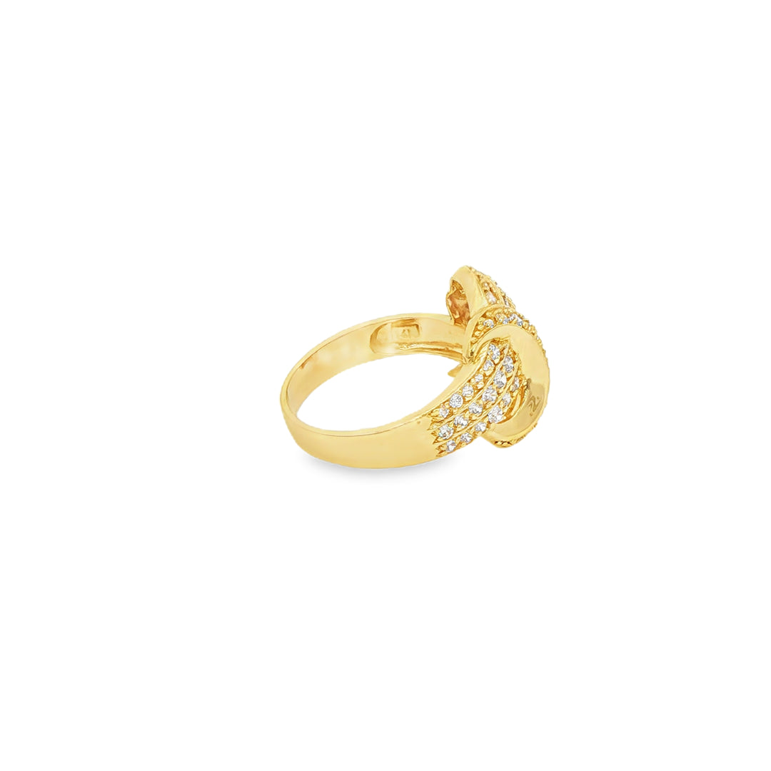 Yellow Gold Ring with Round Cut CZ Accents