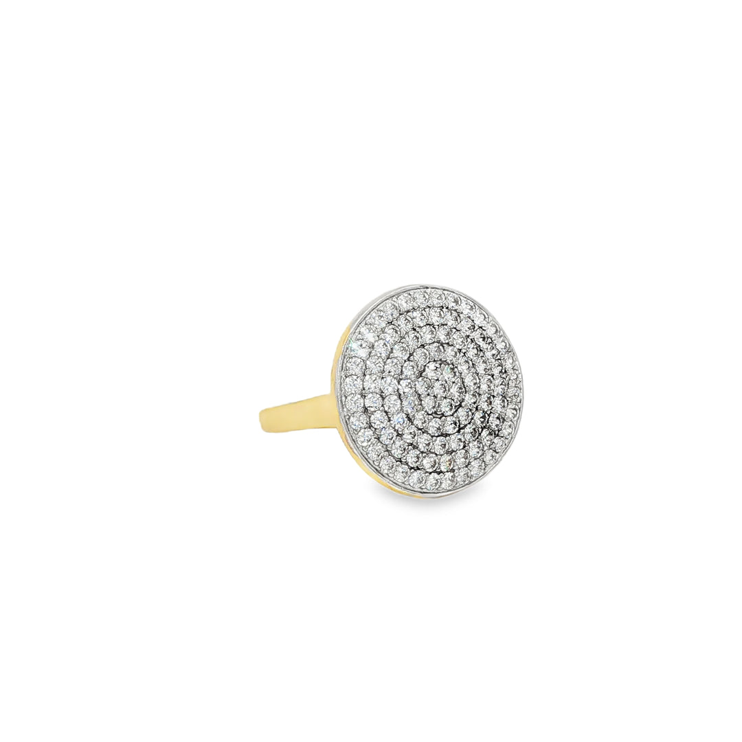 Yellow Gold Cocktail Ring with Round Cut CZ
