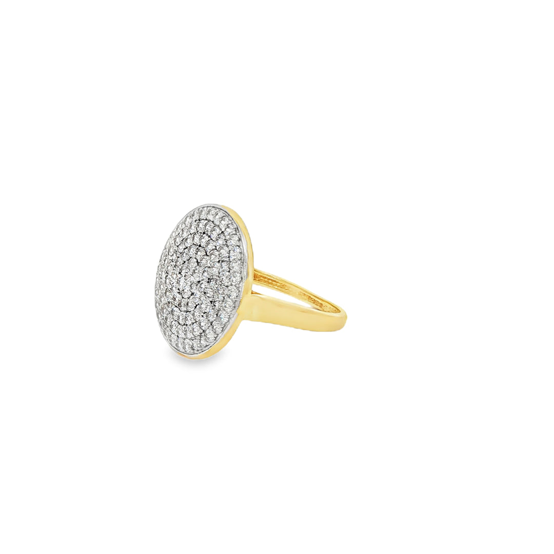 Yellow Gold Cocktail Ring with Round Cut CZ