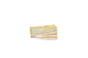 Tri-Tone Gold Multi-Stone Ring with Round Brilliant Cut CZ