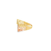Tri-Tone Gold Multi-Stone Ring with Round Brilliant Cut CZ