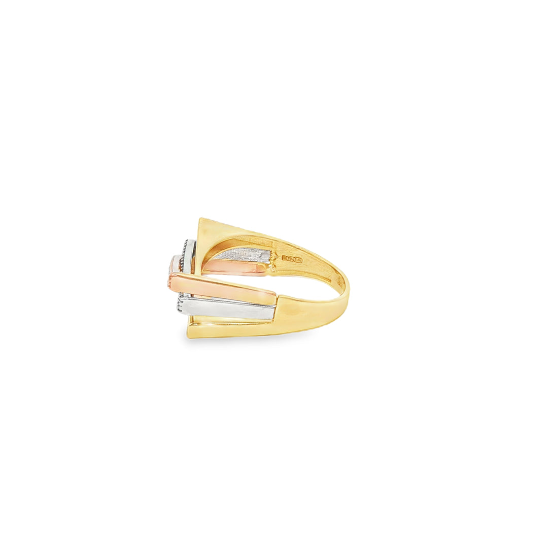 Tri-Tone Gold Interwoven CZ Multistone Ring