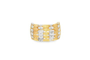 Textured Two-Tone Gold Geometric Band Ring