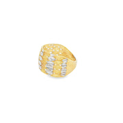 Textured Two-Tone Gold Geometric Band Ring