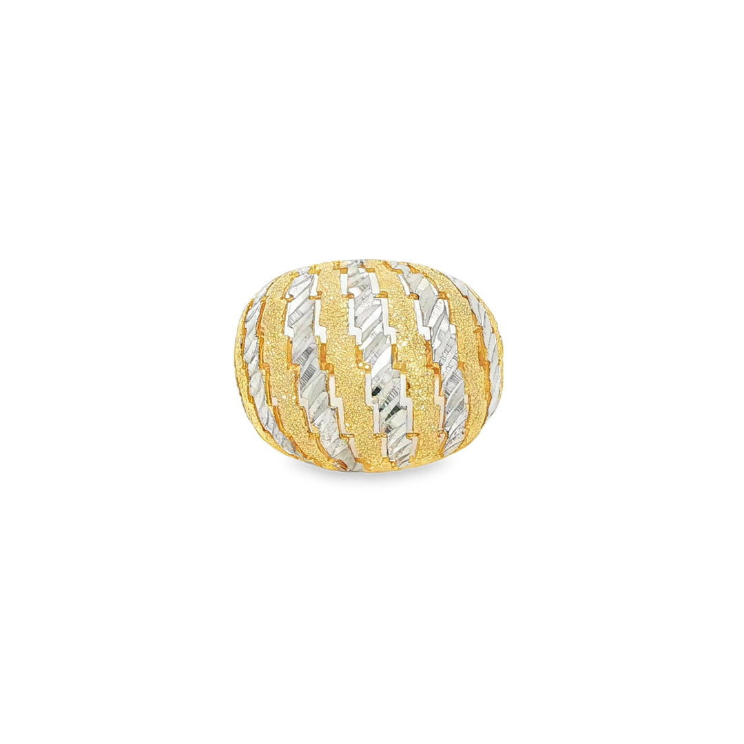 Textured Two-Tone Gold Statement Band Ring