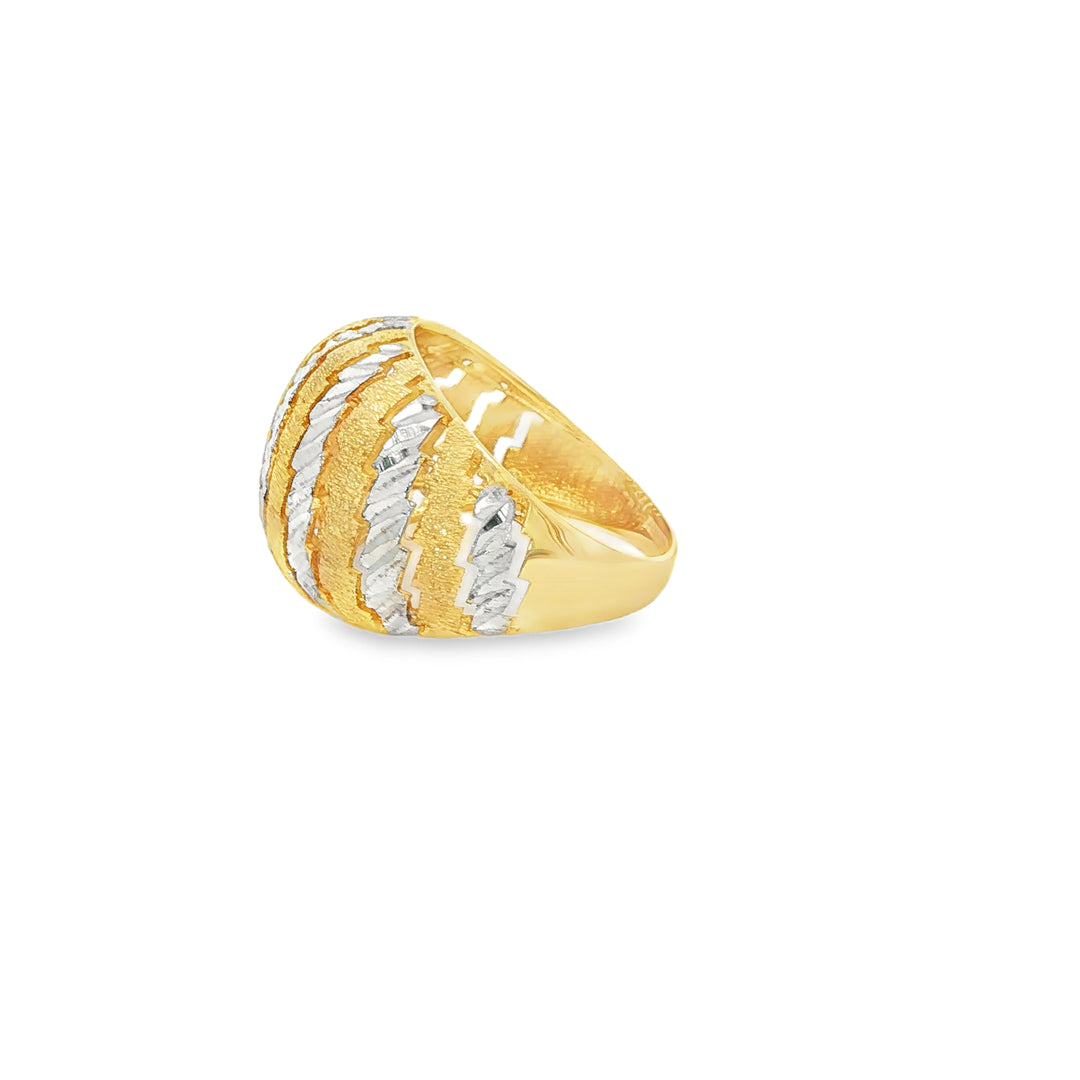 Textured Two-Tone Gold Statement Band Ring