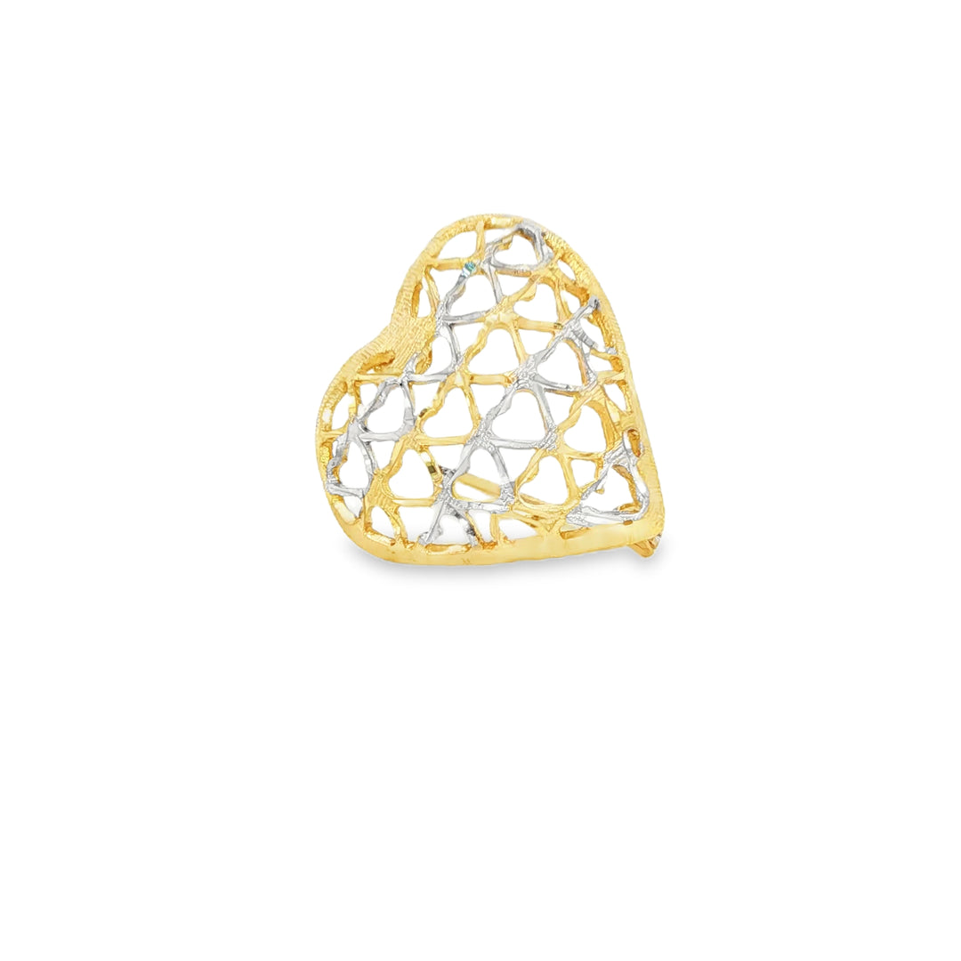 Yellow Gold Openwork Heart Brooch