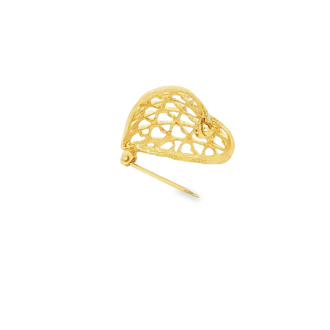 Yellow Gold Openwork Heart Brooch