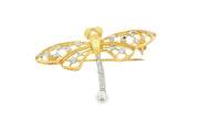 Yellow & White Gold Dragonfly Brooch