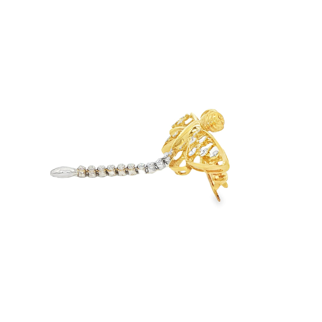 Yellow & White Gold Dragonfly Brooch