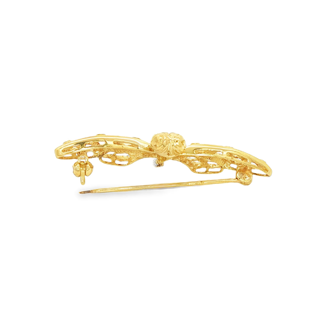 Yellow & White Gold Dragonfly Brooch