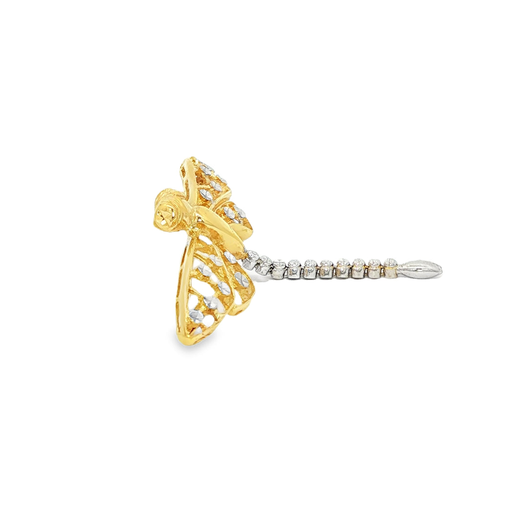 Yellow & White Gold Dragonfly Brooch