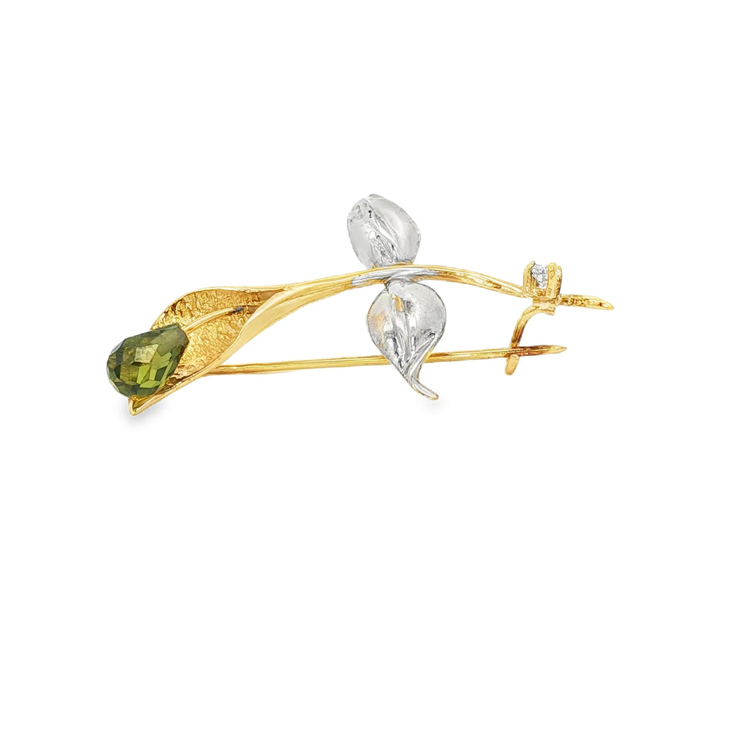 Zultanite and Gold Floral Brooch