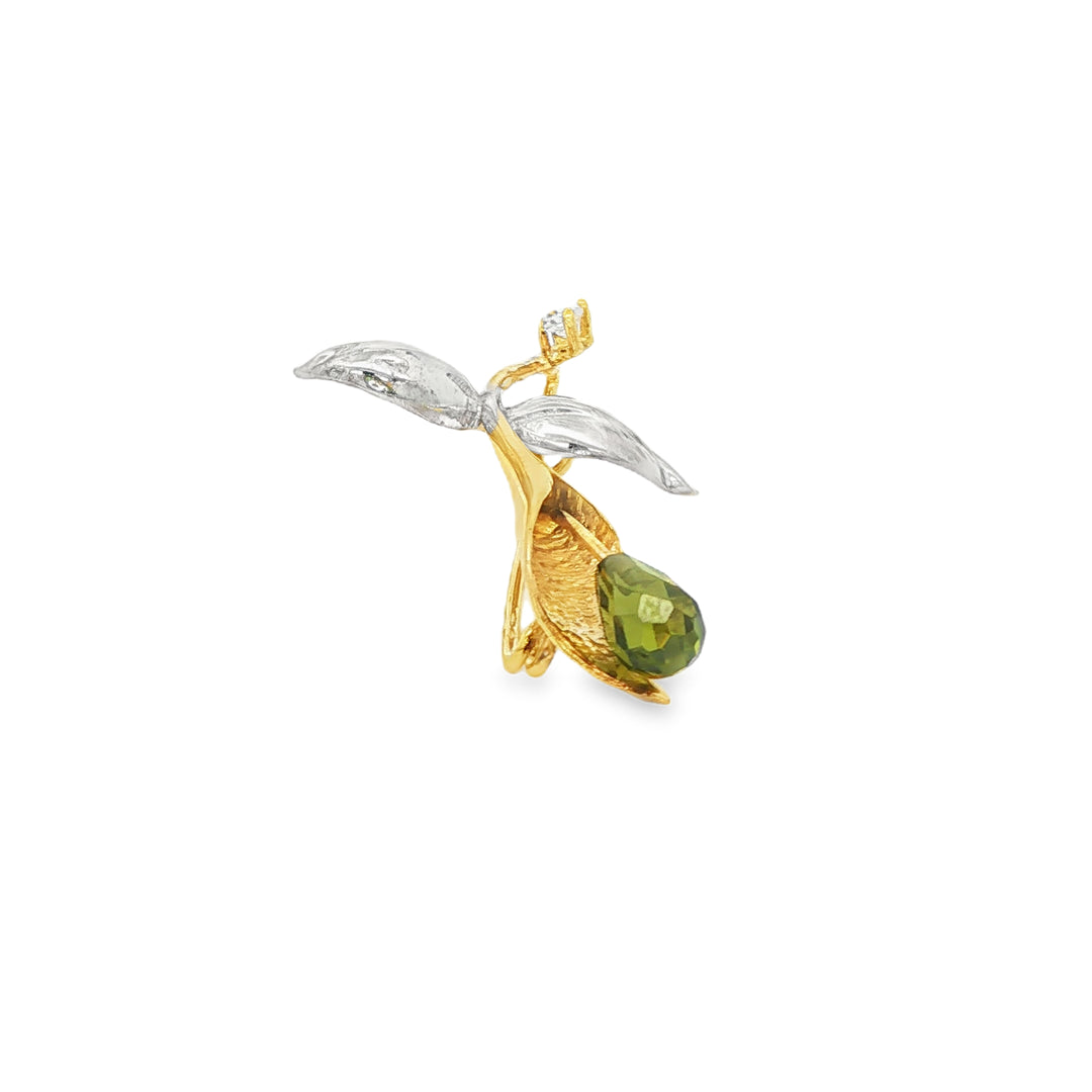 Zultanite and Gold Floral Brooch