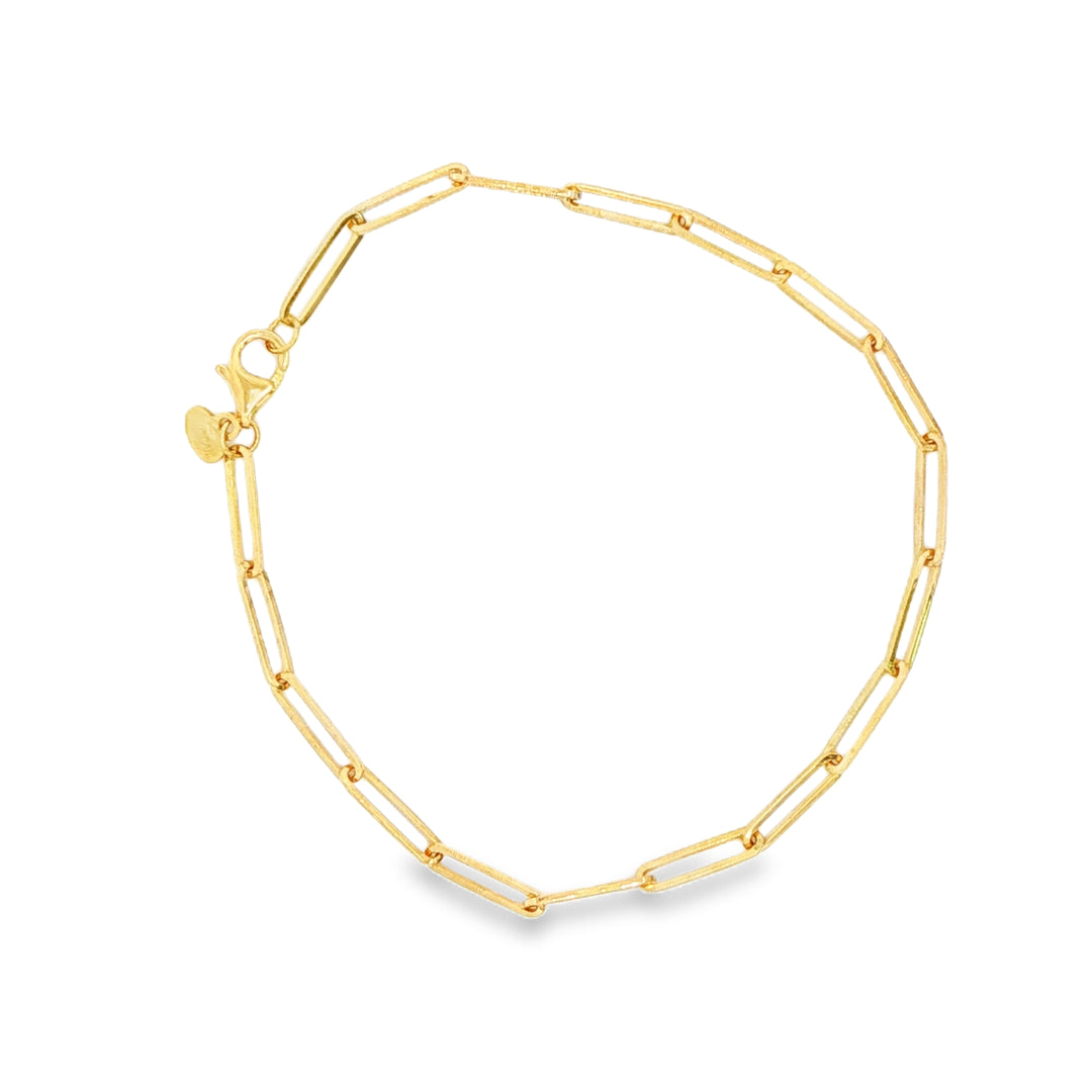 14K Yellow Gold Rectangular Link Chain Bracelet