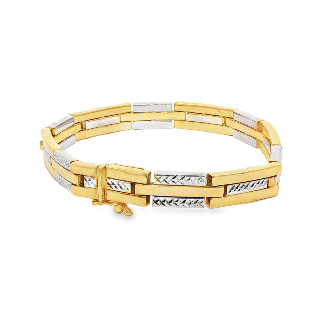 Two-Tone Yellow Gold Diamond-Cut Chain Bracelet