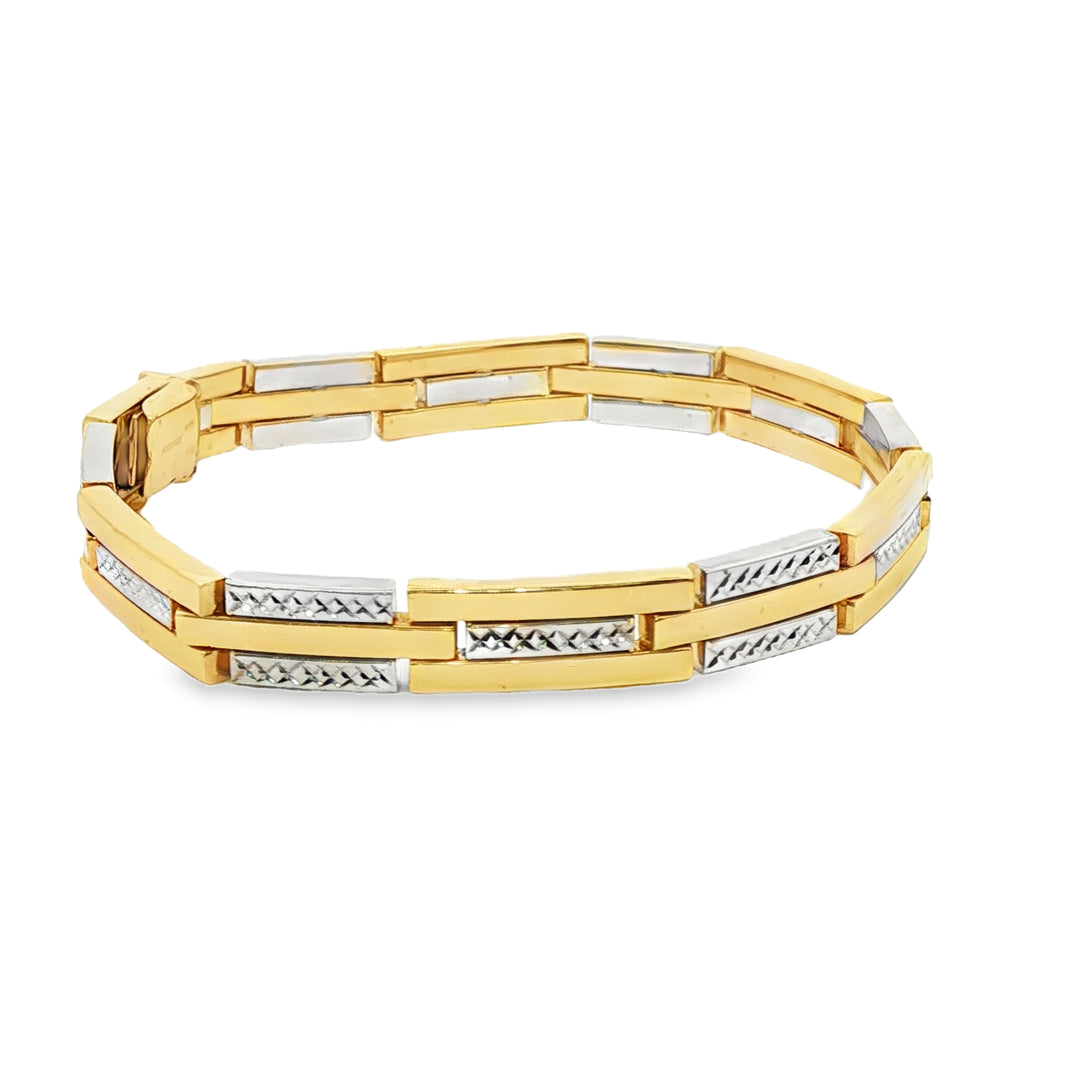 Two-Tone Yellow Gold Diamond-Cut Chain Bracelet