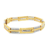 Two-Tone Yellow Gold Diamond-Cut Chain Bracelet
