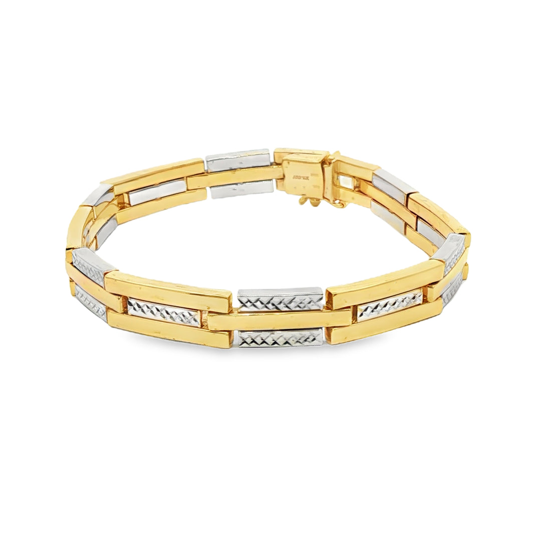 Two-Tone Yellow Gold Diamond-Cut Chain Bracelet